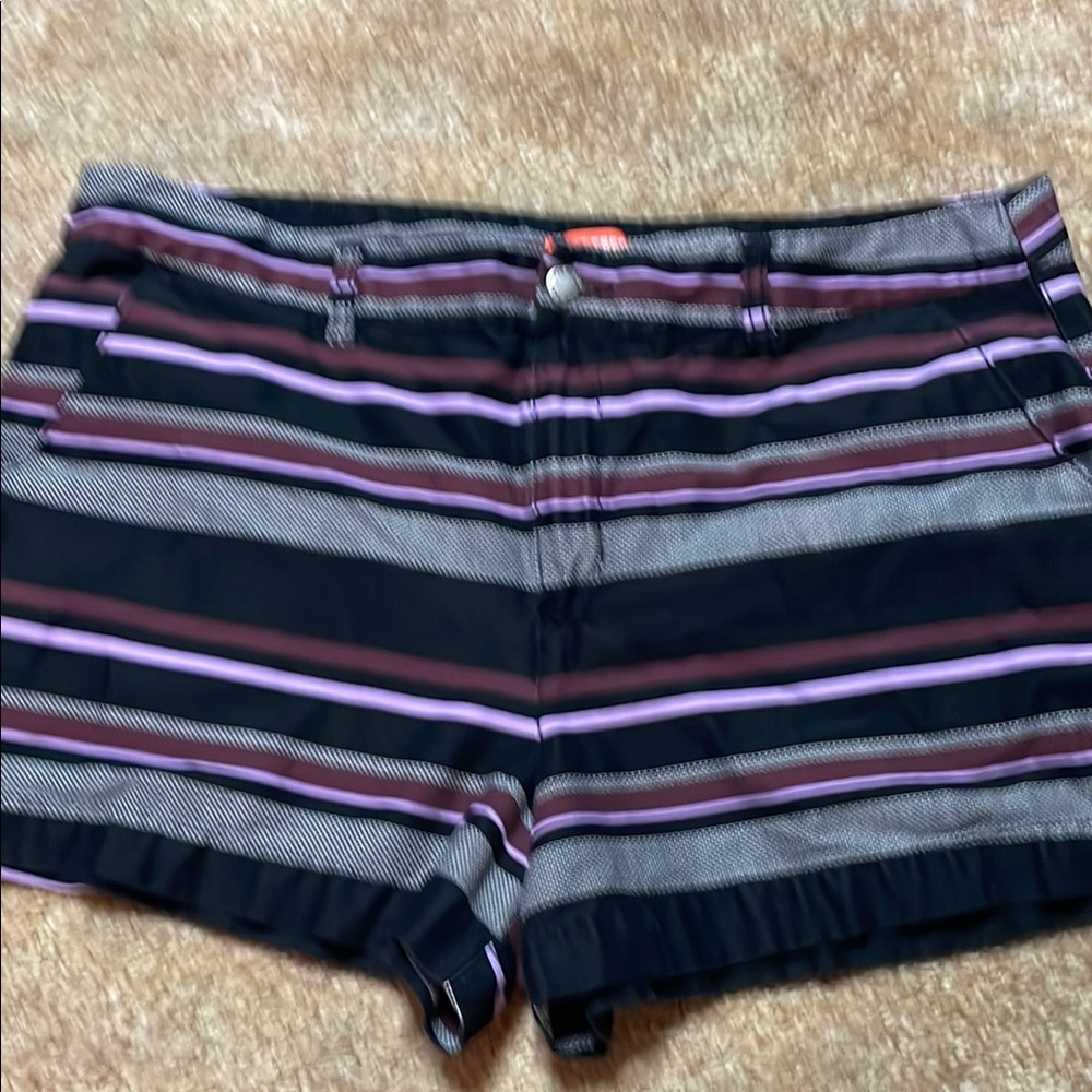 Joe Fresh Black and Purple Striped Women's Shorts size 14